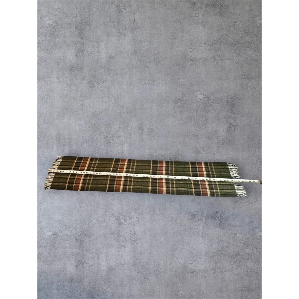V. Fraas Plaid Fall Scarf Unisex 57x11 Black/Tan/Burgundy Germany Made Fringed